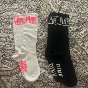 Pink Logo White and Black Socks Set
